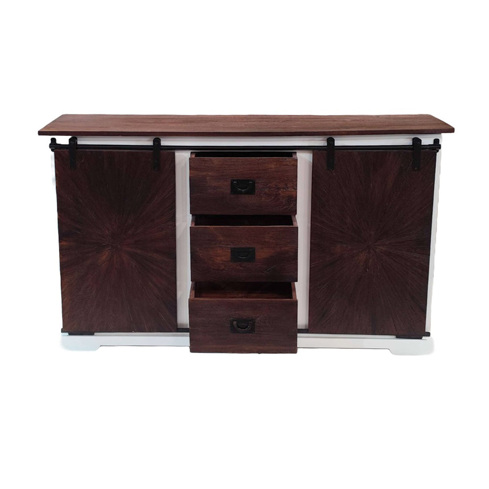 Reclaimed Wood Large Sliding Door Sideboard With 3 Drawer & 2 Sliding Door