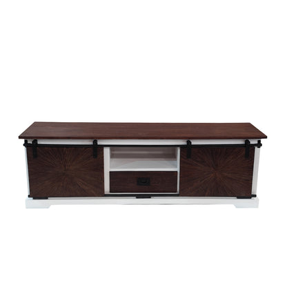 Reclaimed Wood Sliding Door Tvc With 1 Drawer & 2 Sliding Door