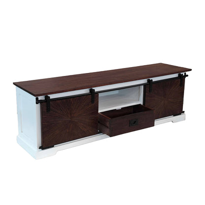 Reclaimed Wood Sliding Door Tvc With 1 Drawer & 2 Sliding Door
