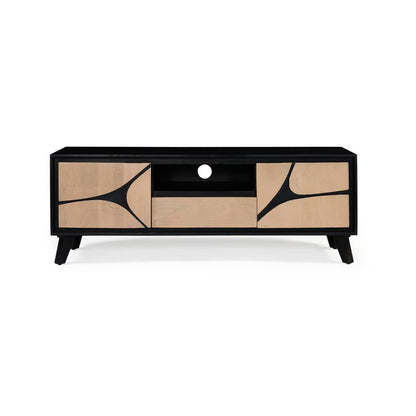 Solid Mango Wood 2 Door & 1 Drawer Tvc Black