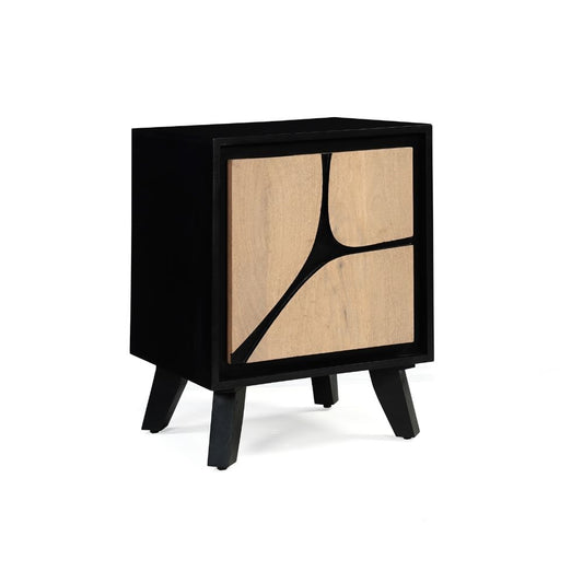 Solid Mango Wood Bedside Table Black