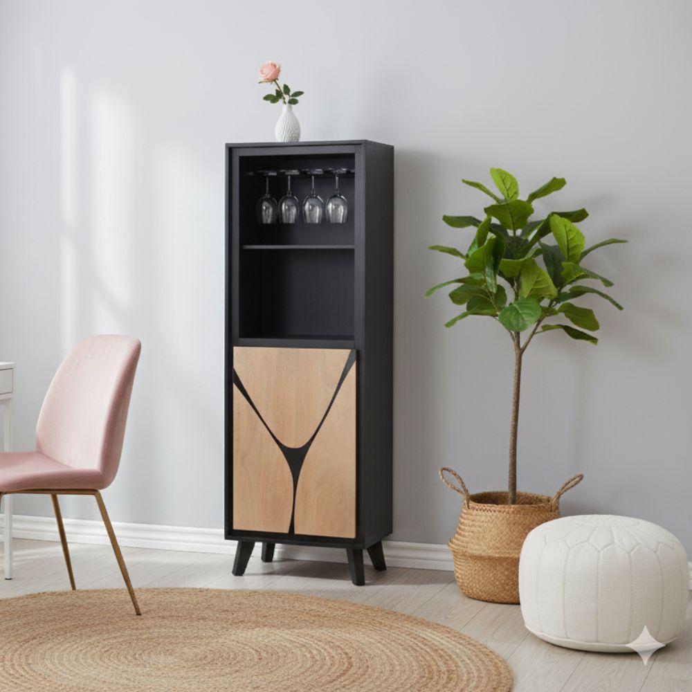Solid Mango Wood Bar Counter Black