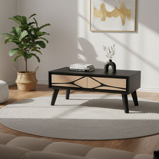 Solid Mango Wood Coffee Table Black