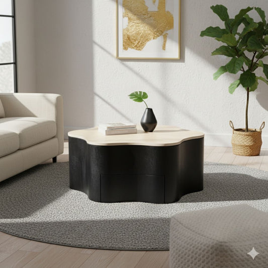 Solid Mango Wood Coffee Table Black