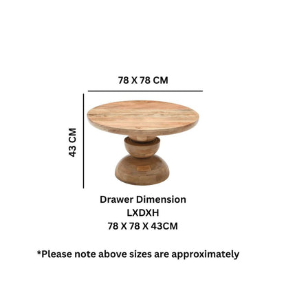 Merlin Mango Wood Pedestal Round Coffee Table