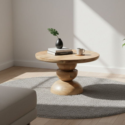 Merlin Mango Wood Pedestal Round Coffee Table