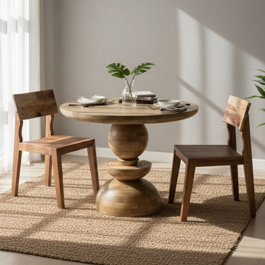 Merlin Mango Wood Round Dining Table 4 Seater