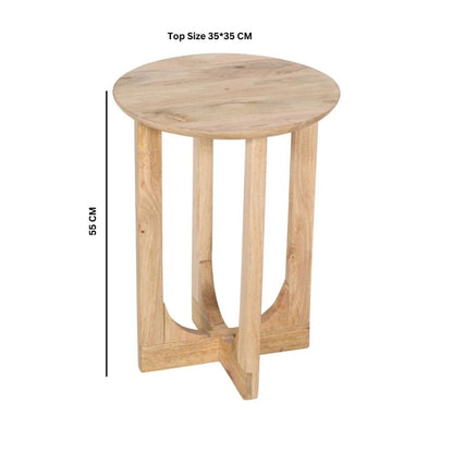 Nolan Natural Mango Wood Round Inverted Legs Side Table