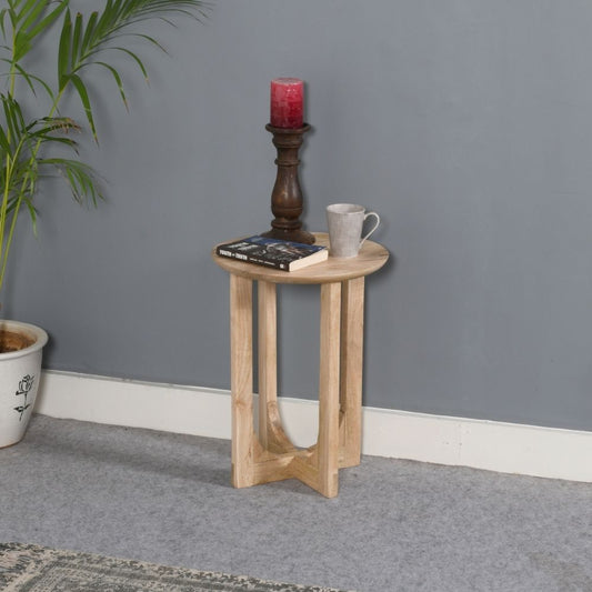 Nolan Natural Mango Wood Round Inverted Legs Side Table