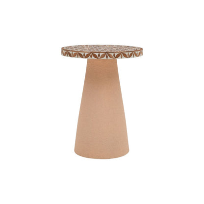 Inlay Acacia Wood Floral Side Table Big