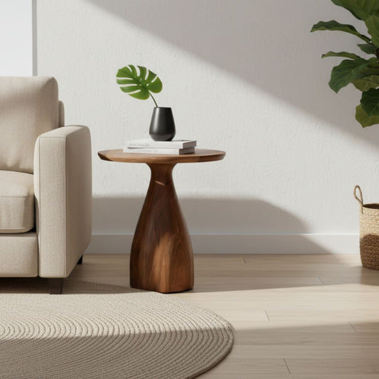 Acacia Wood Round Side Table Small