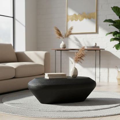 Engineered Wood & Concrete Coffee Table - Black
