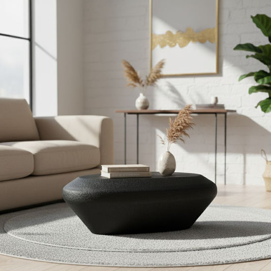 Engineered Wood & Concrete Coffee Table - Black