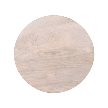Mango Wood Corn End Table-Oak White