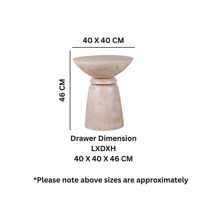 Mango Wood Corn End Table-Oak White