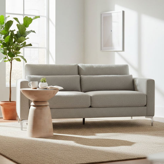 Mango Wood Corn End Table-Oak White