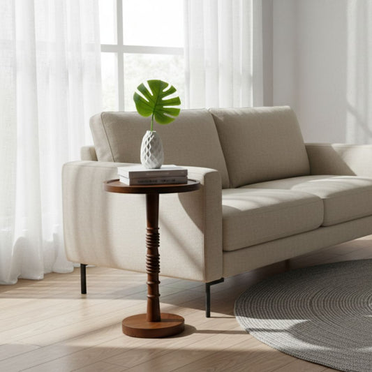 Mango Wood End Table-Oak Brown