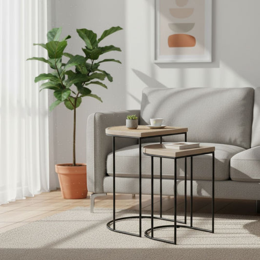 Mango Wood & Iron Nest Of 2 Table