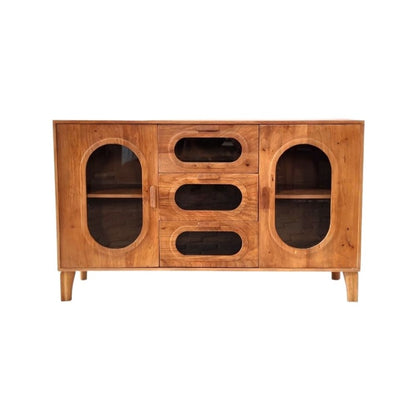 Indian Hub Solid Wood & Glass Large Sideboard