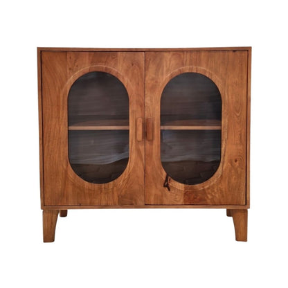 Indian Hub Solid Wood & Glass Small Sideboard