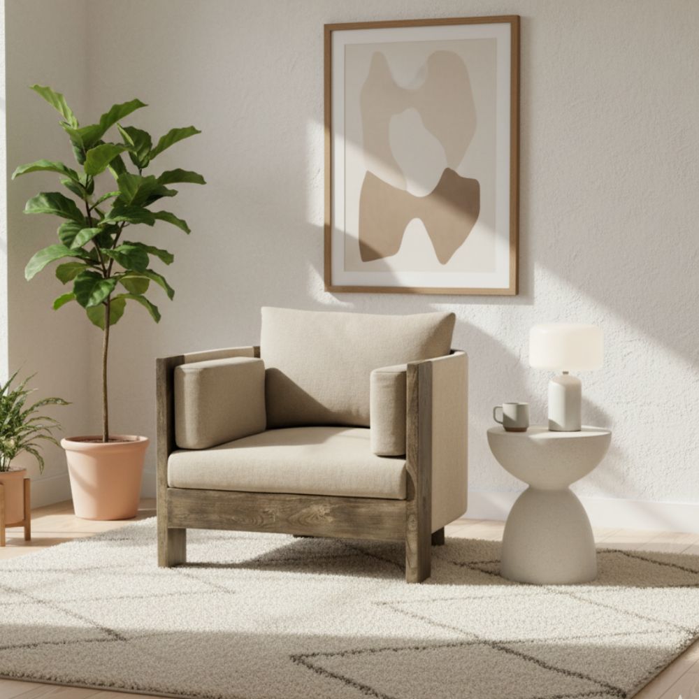 Indian Hub Solid Wood Cotton Sofa