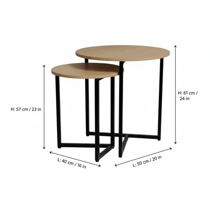 Indian Hub Solid Wood Nest of 2 Table