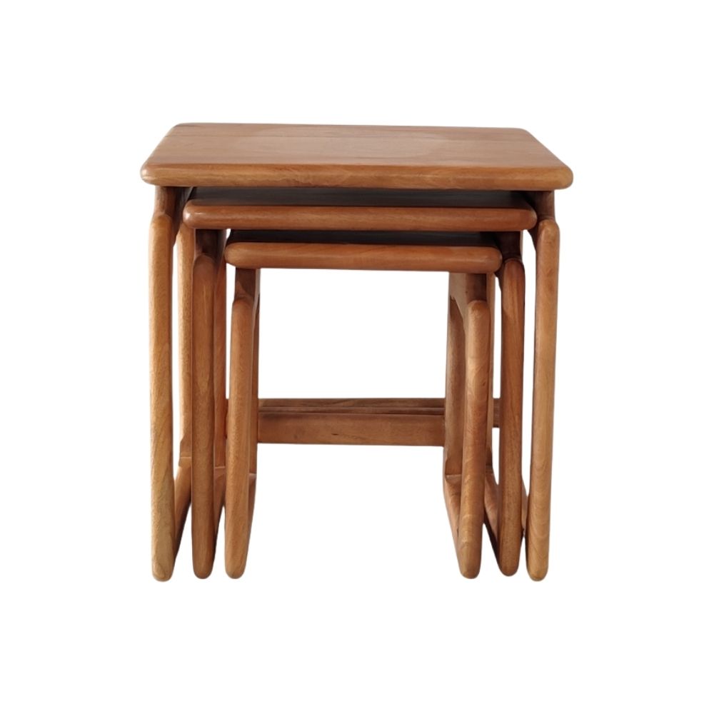Indian Hub Solid Wood Nest of 3 Table
