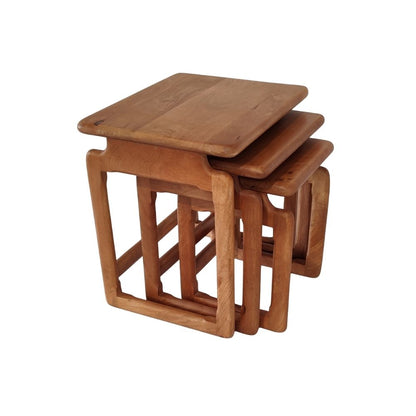 Indian Hub Solid Wood Nest of 3 Table