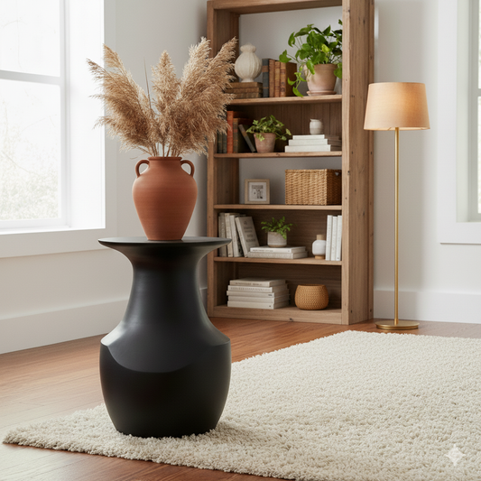 Indian Hub Solid Wood Black Side Table