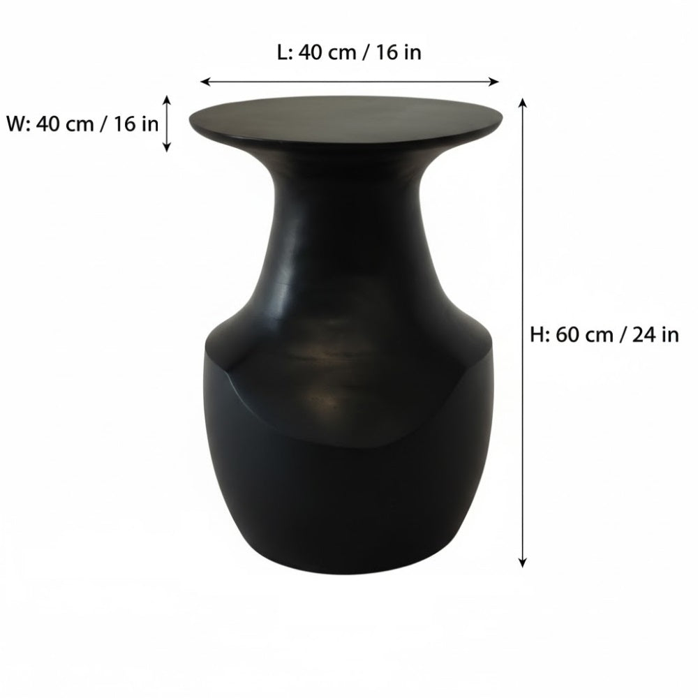 Indian Hub Solid Wood Black Side Table