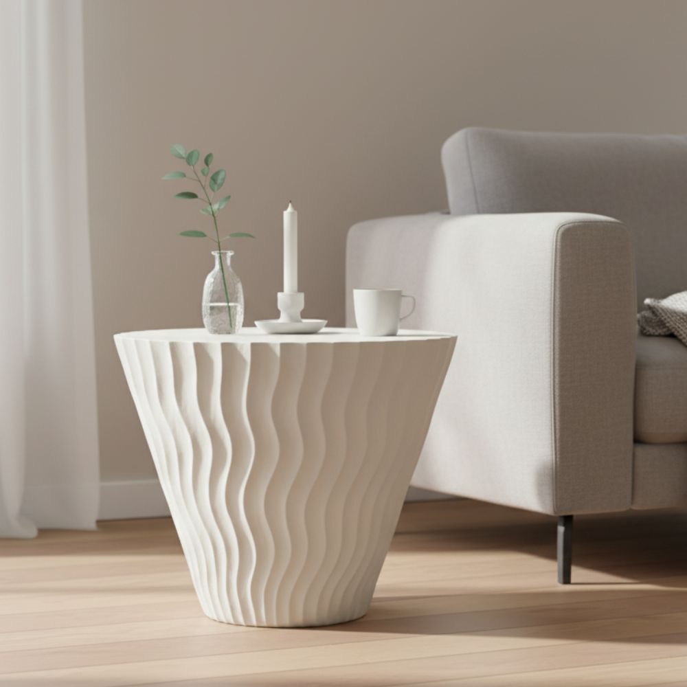 Indian Hub Unique Design White Side Table