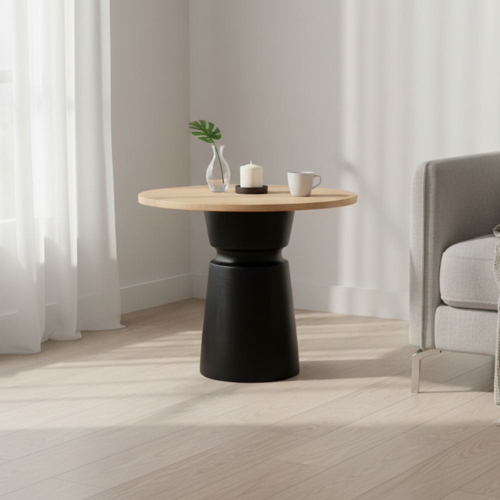 Indian Hub Natural & Black Finish Coffee Table