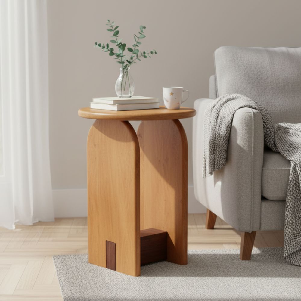 Indian Hub Natural Finish End Table