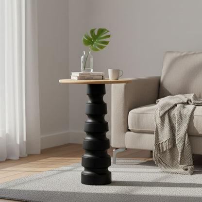 Indian Hub Natural & Black End Table