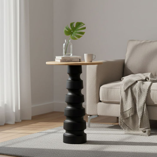 Indian Hub Natural & Black End Table