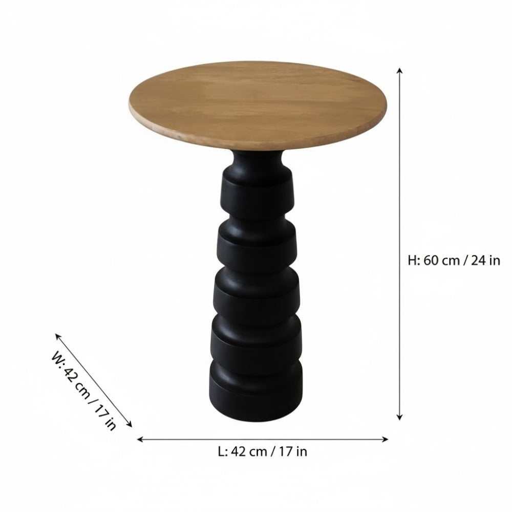 Indian Hub Natural & Black End Table