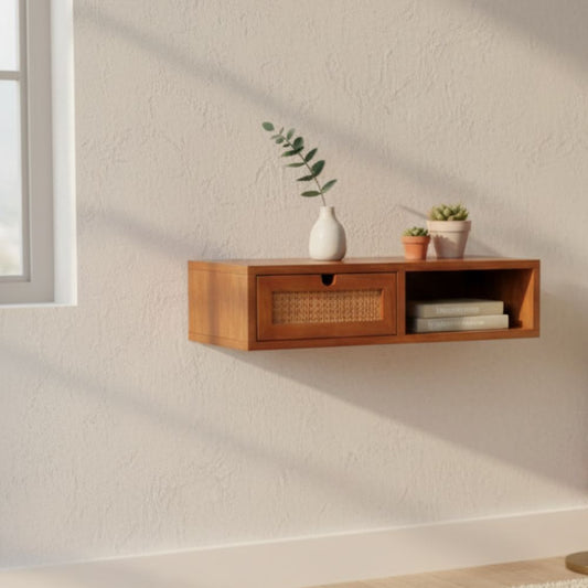 Indian Hub Solid Wood Cane Wall Organizer