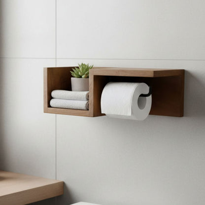 Indian Hub Solid Wood Wall Bath Paper Roll Hanger
