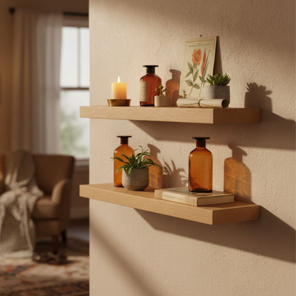 Indian Hub Solid Wood Nest of 2 Wall Shelf