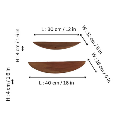 Indian Hub Solid Wood Nest of 2 Wall Shelf