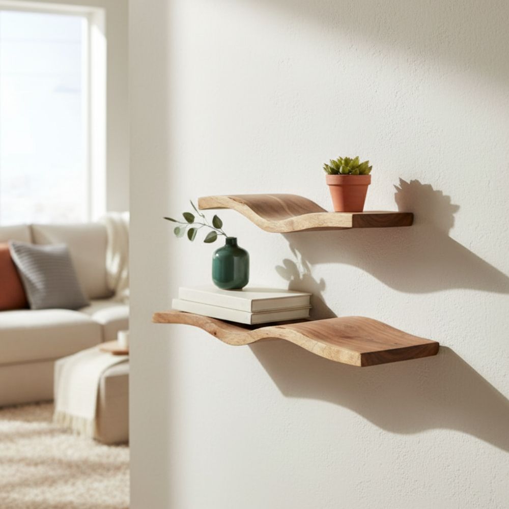 Indian Hub Solid Wood Nest of 2 Wall Shelf