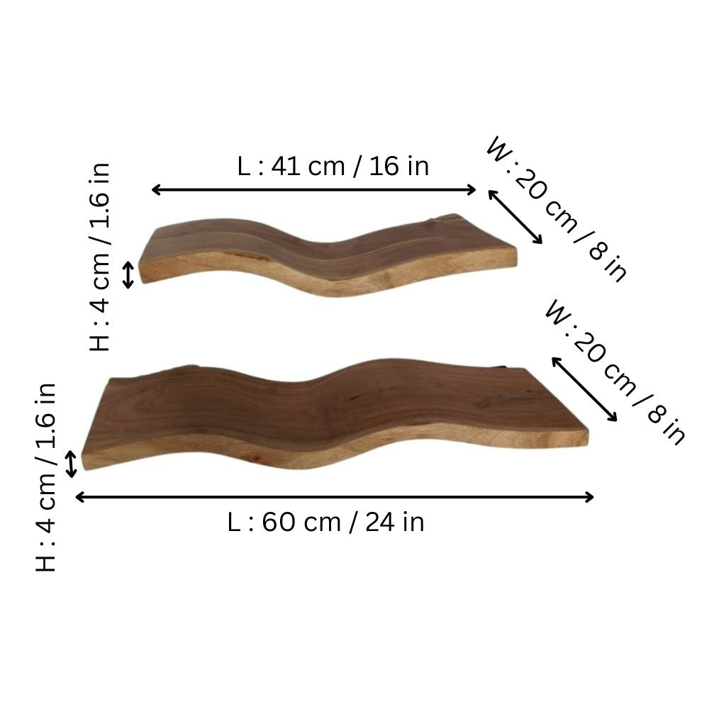 Indian Hub Solid Wood Nest of 2 Wall Shelf