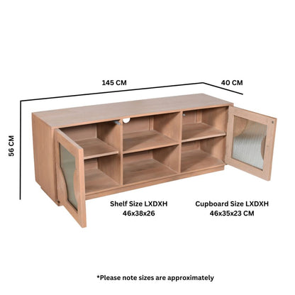 Elegant Mango Wood TV Unit with Storage & Glass Doors