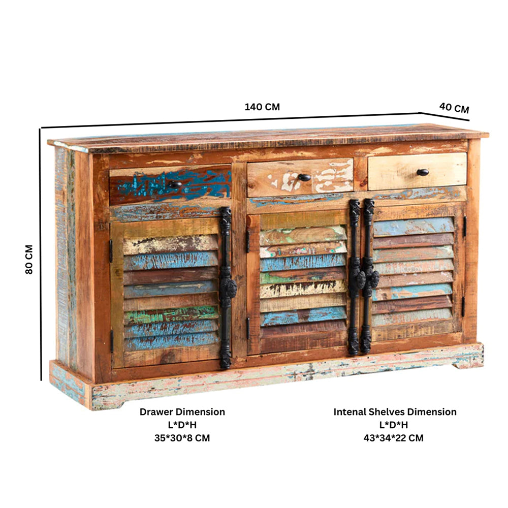 Reclaimed Style Large Sideboard 3 Drawer & 3 Door