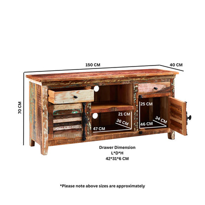 Reclaimed Style Large Tv Media Credenza 2 Drawer & 2 Door
