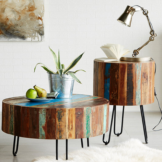 Reclaimed Style Drum End Table
