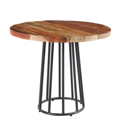 Reclaimed Style Round Dining Table With 4 Seater Chair