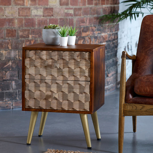 CNC Contemporary 2 Drawer Bedside Table
