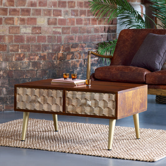 CNC Contemporary Coffee Table With 2 Drawers