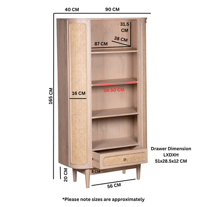 Franch Collection Cane Bookcase With 1 Drawer